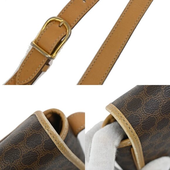 CELINE Logo Macadam Pattern Shoulder Bag PVC Leather Brown GHW Italy 69KB343 - Picture 7 of 13